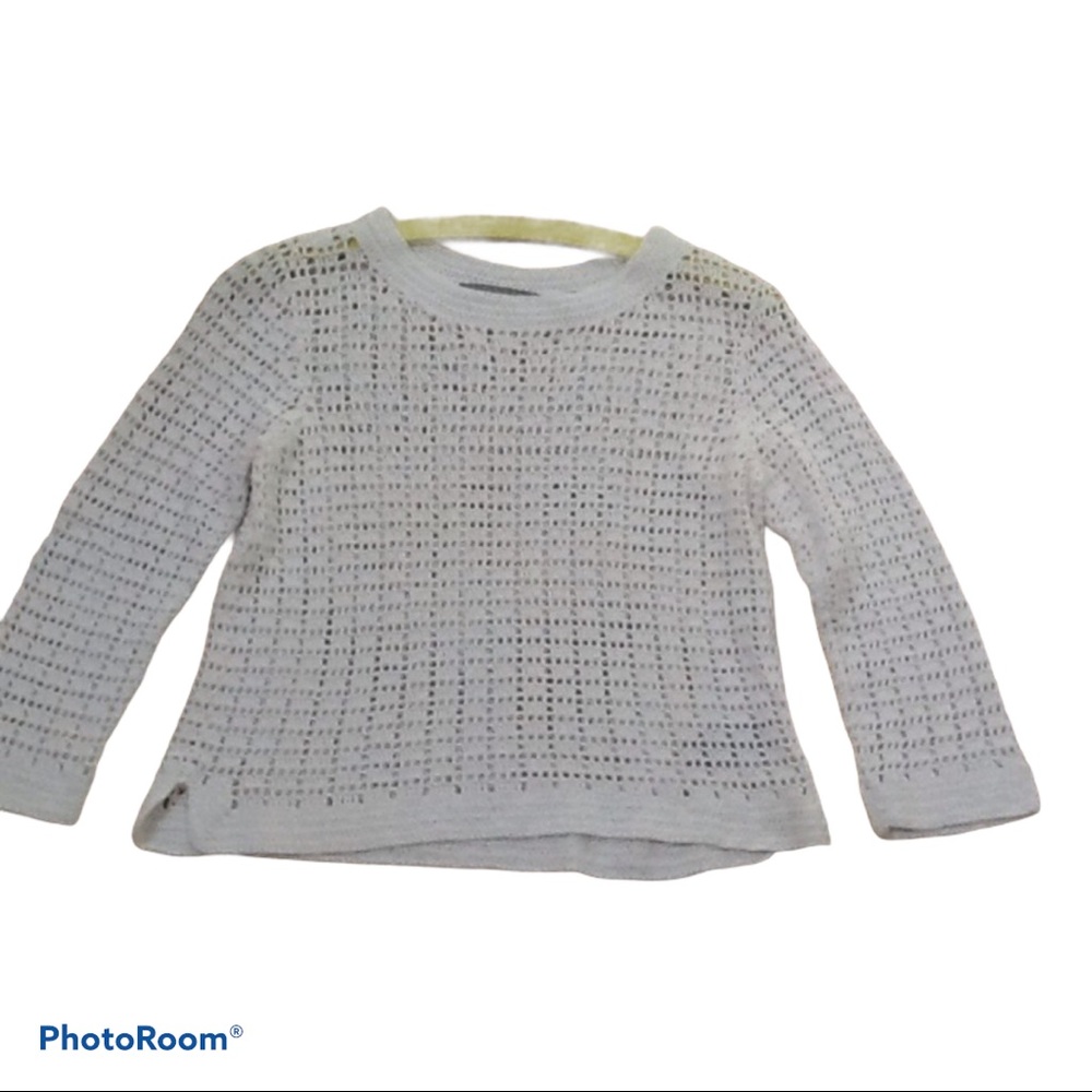 Liz Claiborne White Crochet Long Sleeve Top Sz M